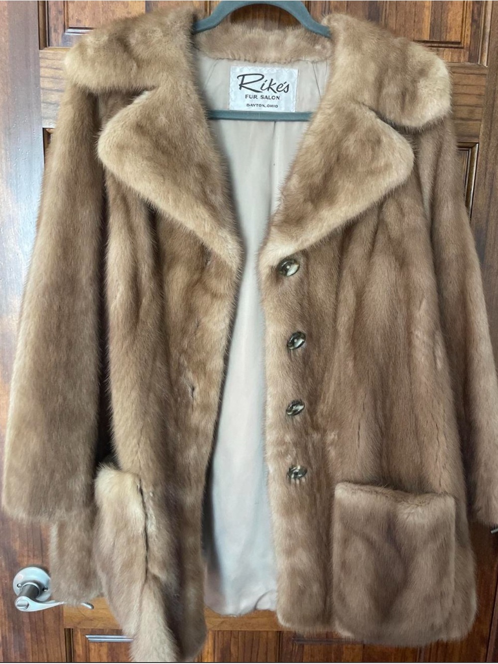 Rike's Women's Tan Fur Coat - Luxurious Classic Outerwear